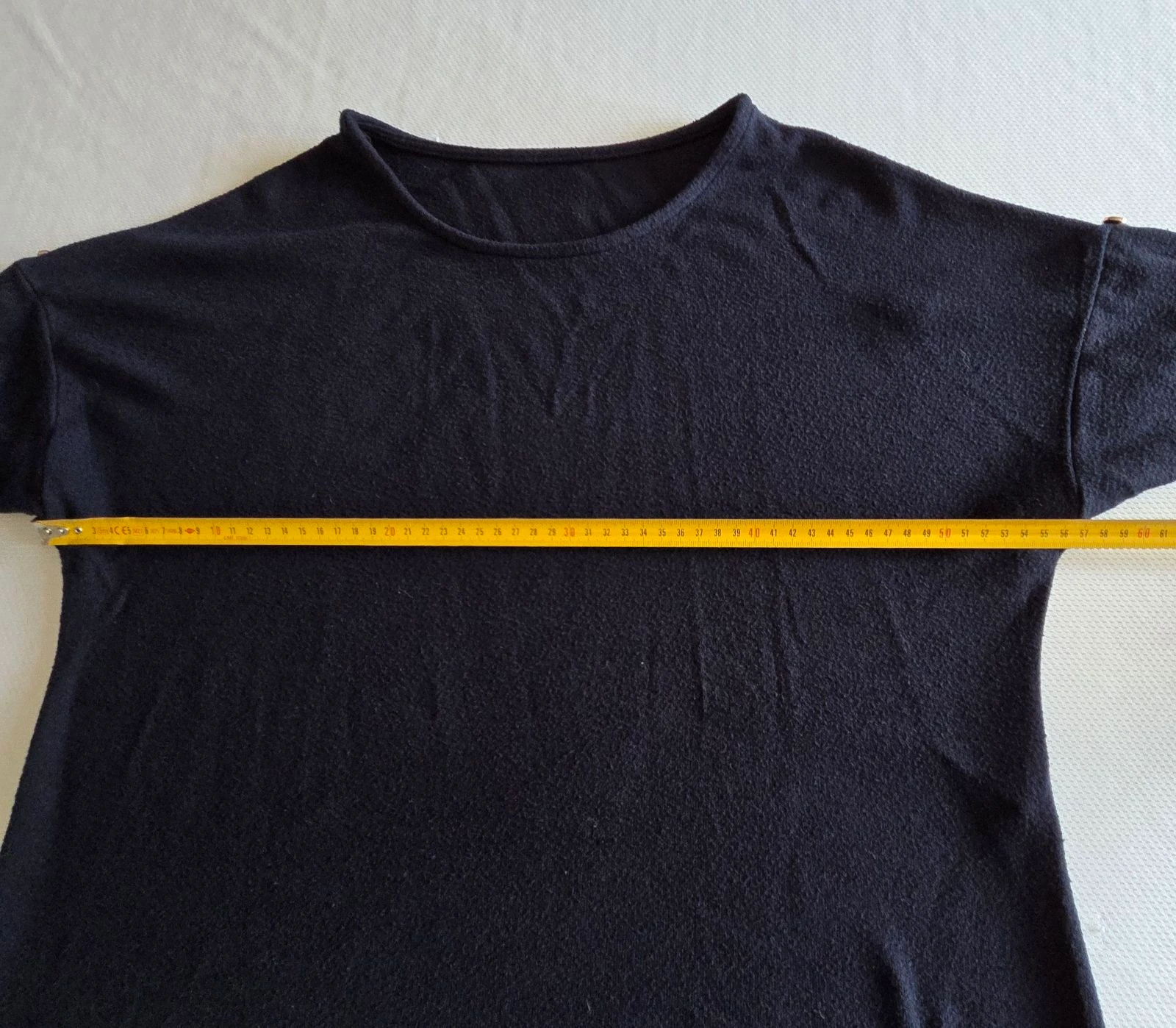Light dark navy blue long-sleeved sweater with roll-up sleeves, gold buttons, Size XL 42/44 Made in Italy – photo 8